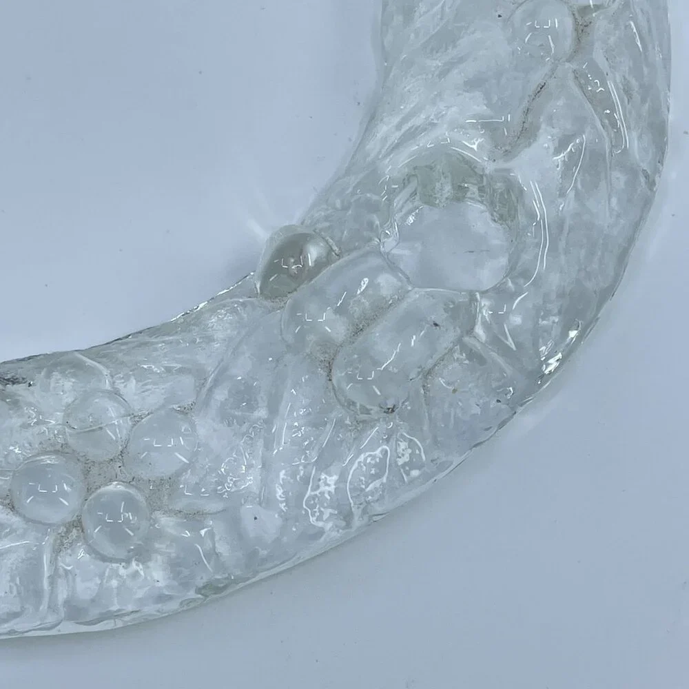 vintage vetreria etrusca clear glass christmas wreath candle holder madein italy
